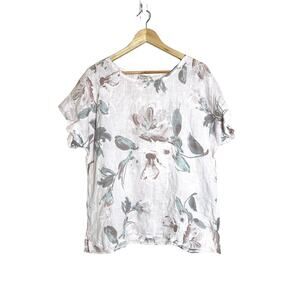 NWT Bellambra Women’s 100% Linen Floral Gauzy Blouse Medium